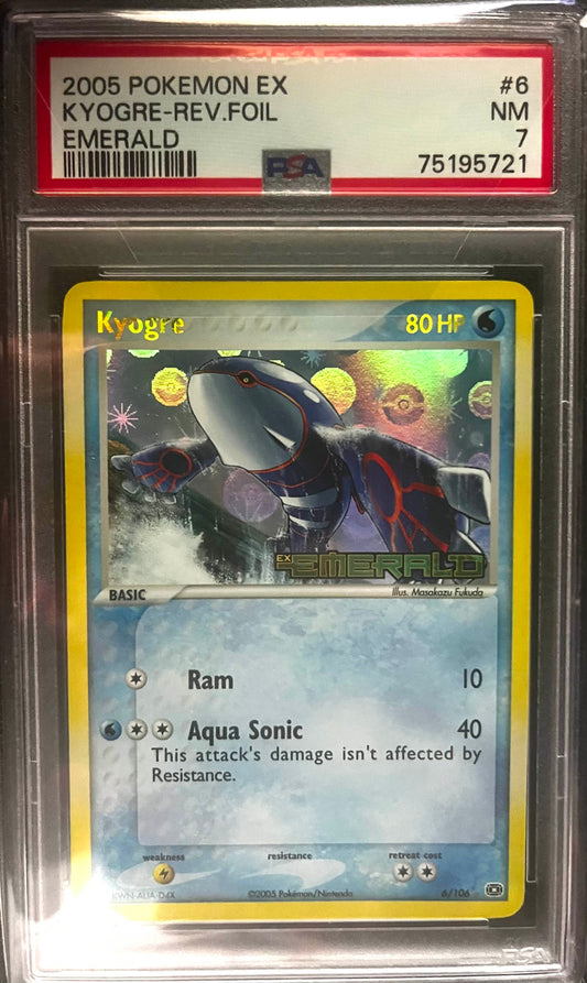 Pokemon Kyogre EX Emerald Reverse Holo Rare #6 PSA 7 NM