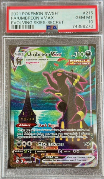 Umbreon VMAX Alt Art 215/203 PSA 10 Gem Mint Pokemon Evolving Skies Moonbreon