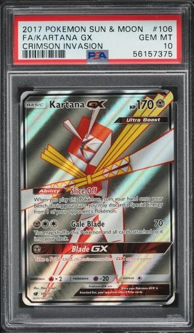 Pokemon Sun & Moon Crimson Invasion 106 Full Art Kartana GX PSA 10 GEM MINT